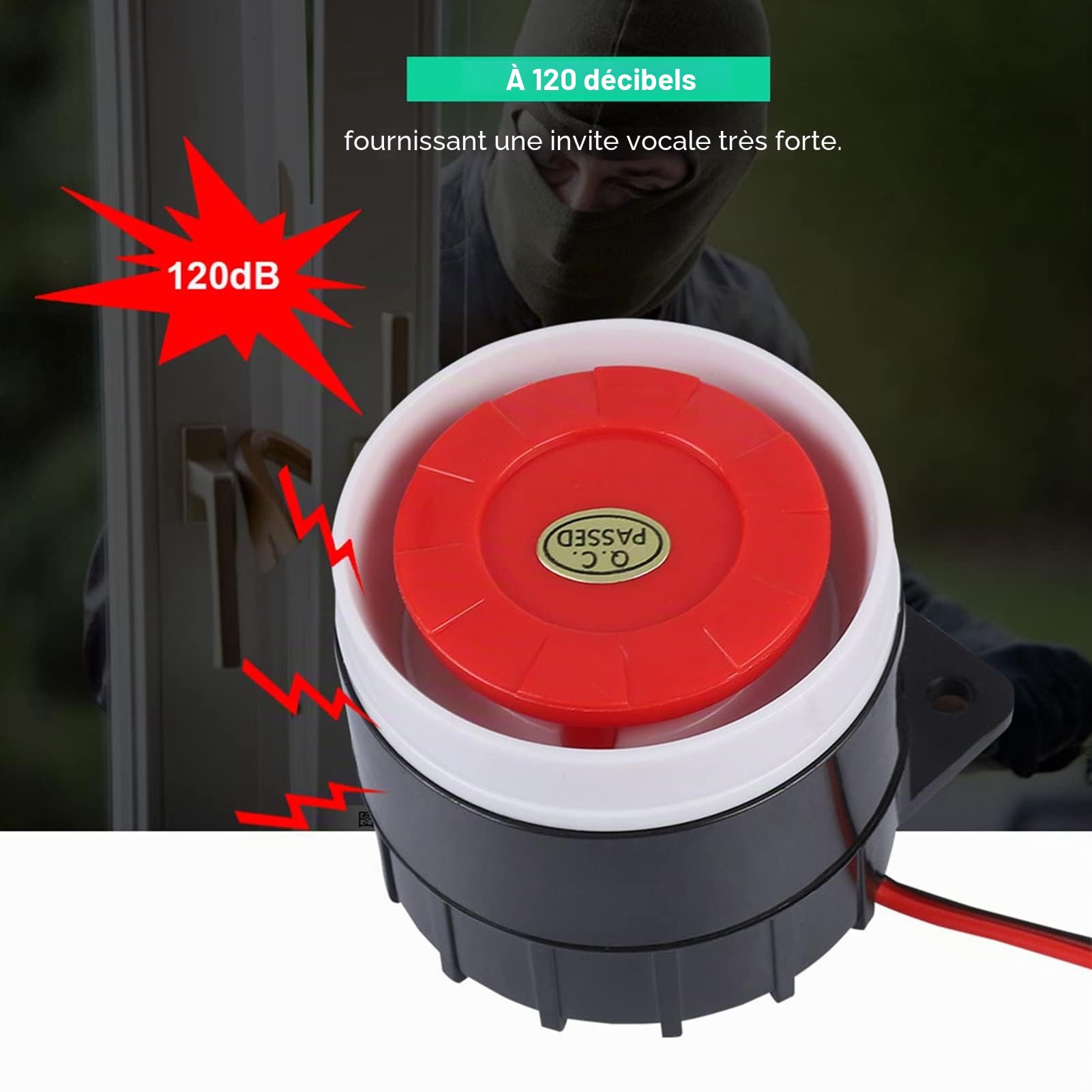 Sirène 12V Alarme, 120dB DC 12V Mini Klaxon Filaire Rouge pour Système de Base Kerui Avertissement sécurité à Domicile 220v Rail Bateau Sirène Alarme Sonore