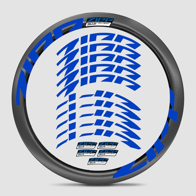 for Zipp Firecrest 303 Road Bike Carbon Wheel Decal Kit | Vivid Colors, Scratch-Resistant, Precision-Cut, UV-Protected (Blue + Style 4)