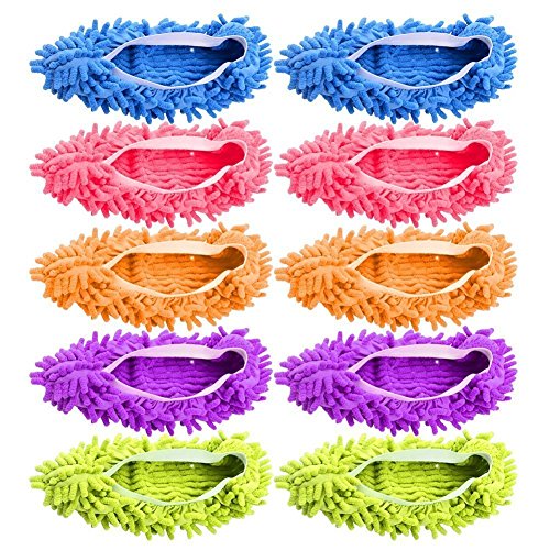 AIFUSI Mop Slippers Shoes Cover Microfiber Dust Mop Slippers Cleaning Floor House