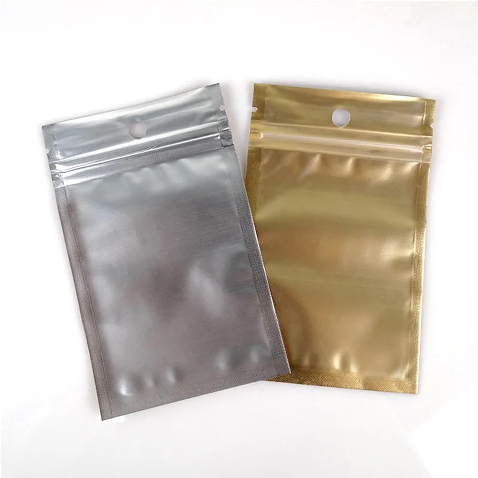 self-sealing bag, Flat Lock Bottom Aluminum Foil Jewelry Ziplock Bags Pack Of 100 Gold Multiple Sizes(12x20cm)
