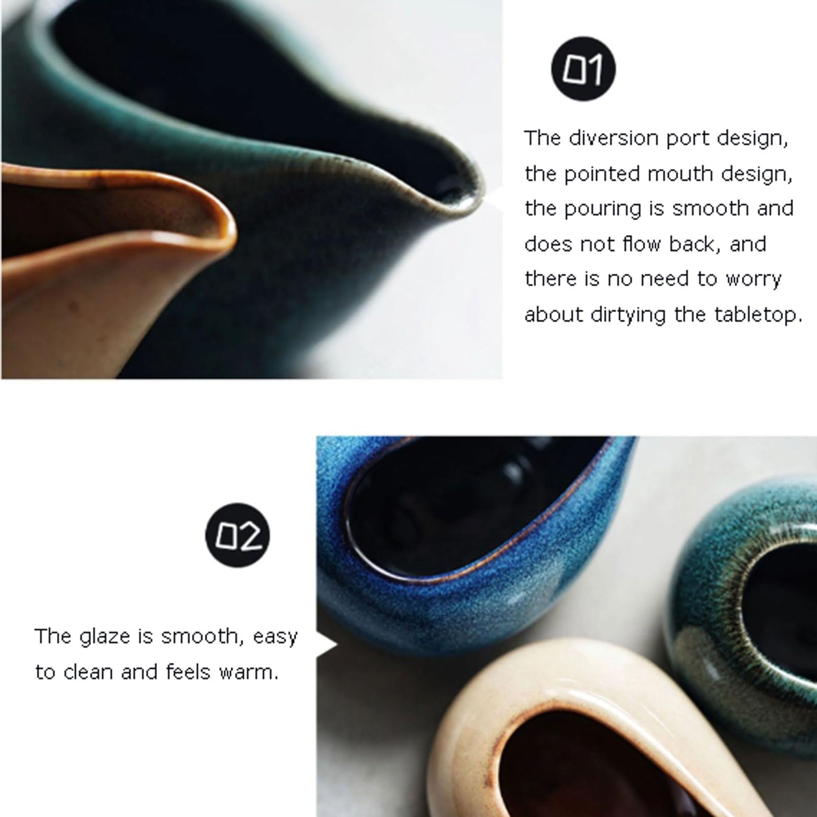 Pot à lait, saucière, verre à eau, pichet, crémier, distributeur de café, sucrier, ensemble de 2 pièces en céramique transformée au four, motif goutte, émail unique, bec verseur anti-goutte artis