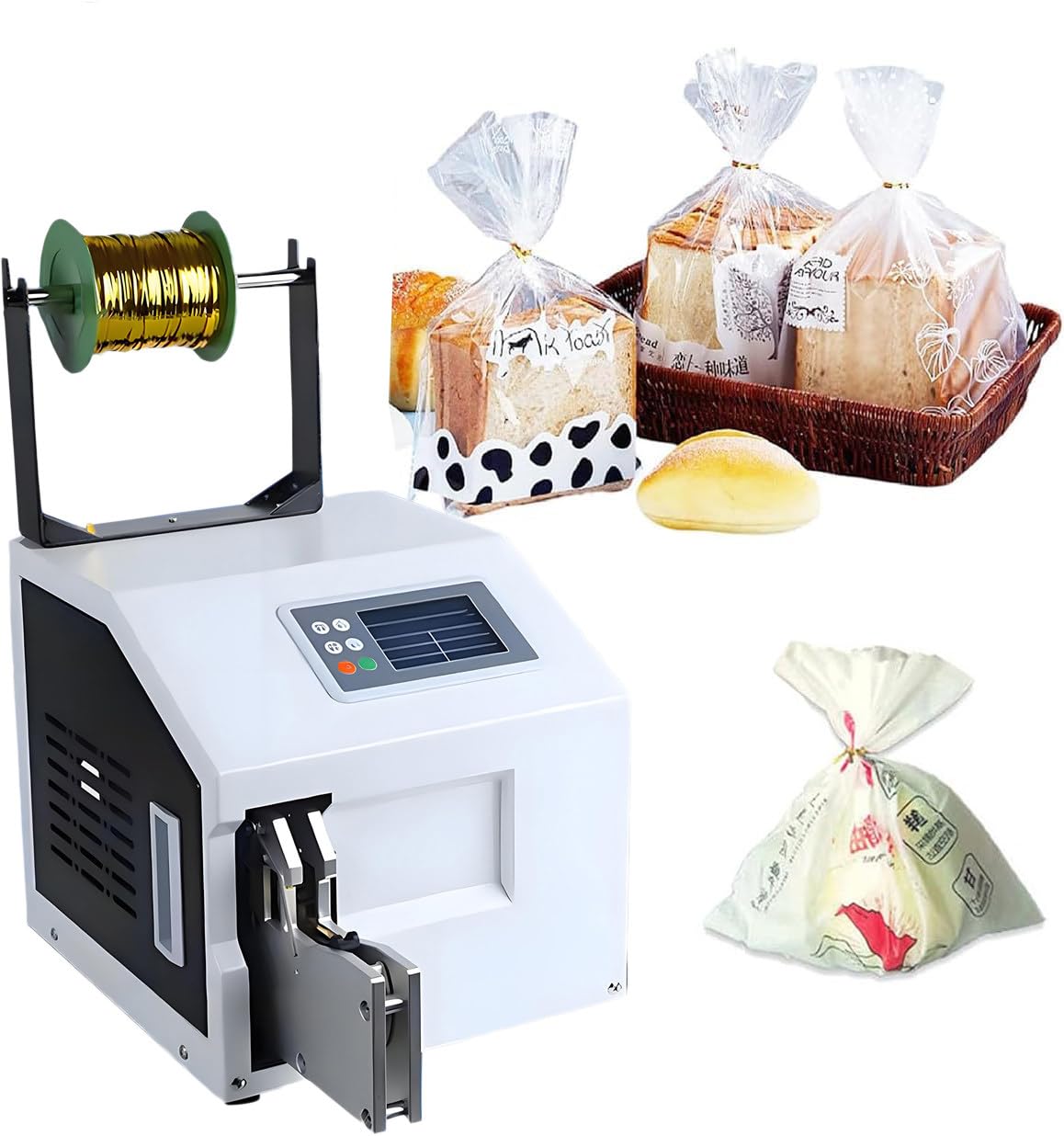 Máquina automática para Atar Bolsas con Alambre Dorado, máquina selladora semiautomática con Alambre de Alambre Dorado y Cierre de Bolsas para Pan y Juguetes GoldLine
