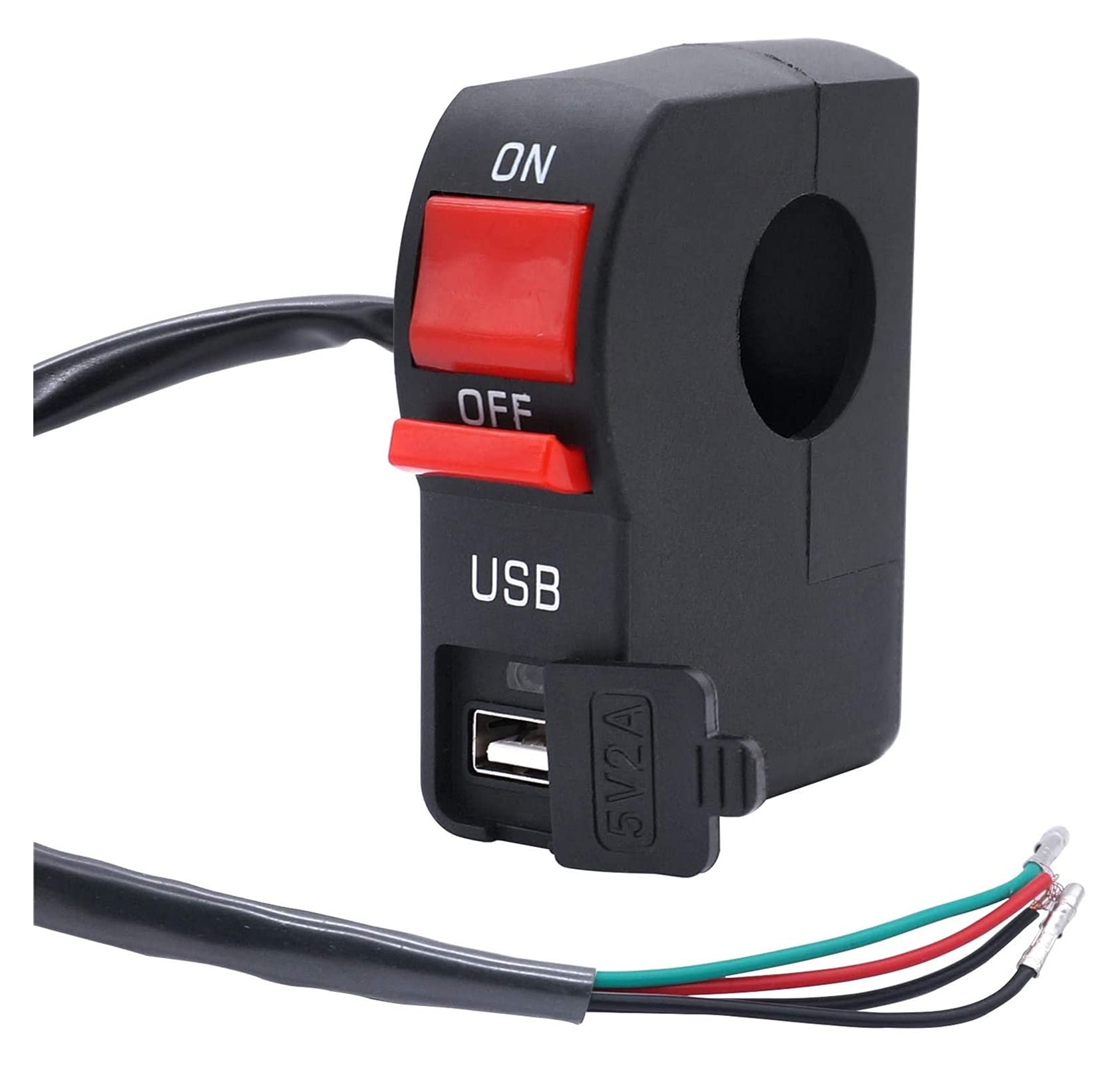 INFRI 12v 7/8 ″ Manubrio Moto On Off Pulsante Interruttore, con 12V5A USB Caricabatteria da Auto Faro Interruttore di Controllo