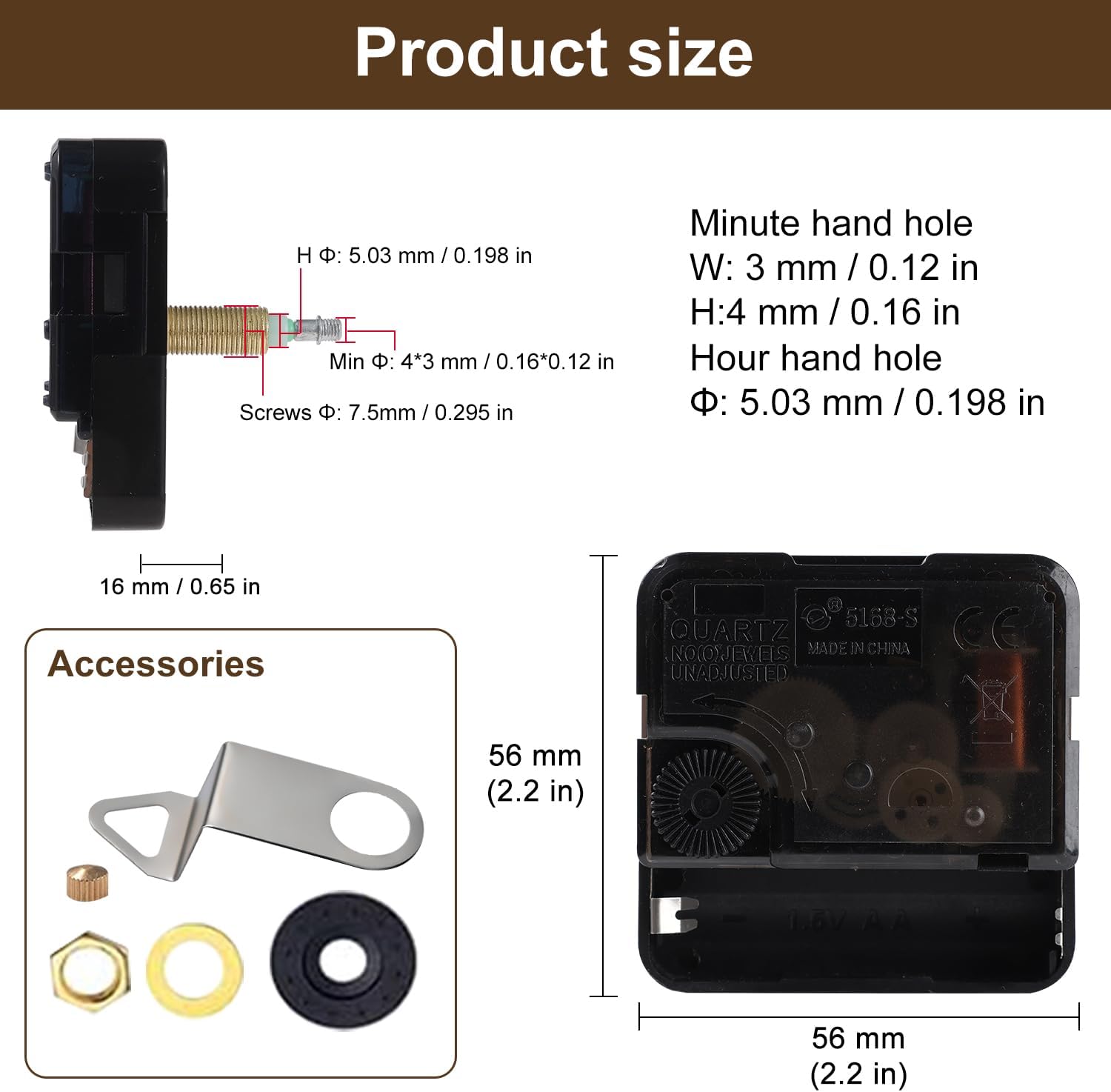 EMOON 2-Pack “I” Shaft Quartz Clock Movement Replacement, Battery Operated Clock Mechanism Kit for DIY Wall Clock Repair & Custom Clocks