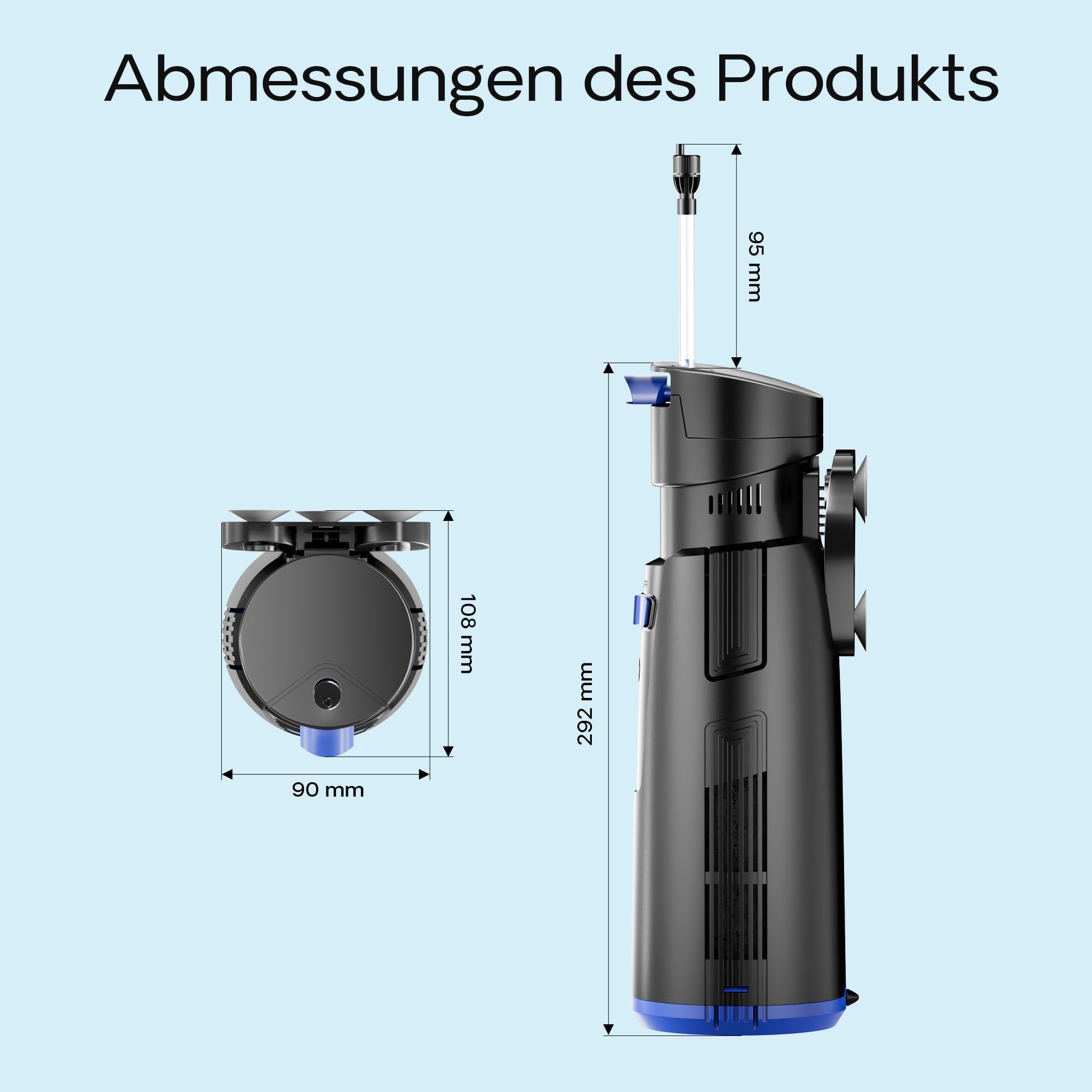 SunSun CUP-809 Aquarium Innenfilter 700 l/h 4in1 Filter mit Pumpe für Aquarium, UVC Klärer und Sauerstoffschlauch, mit Filterschwamm und Bioballs