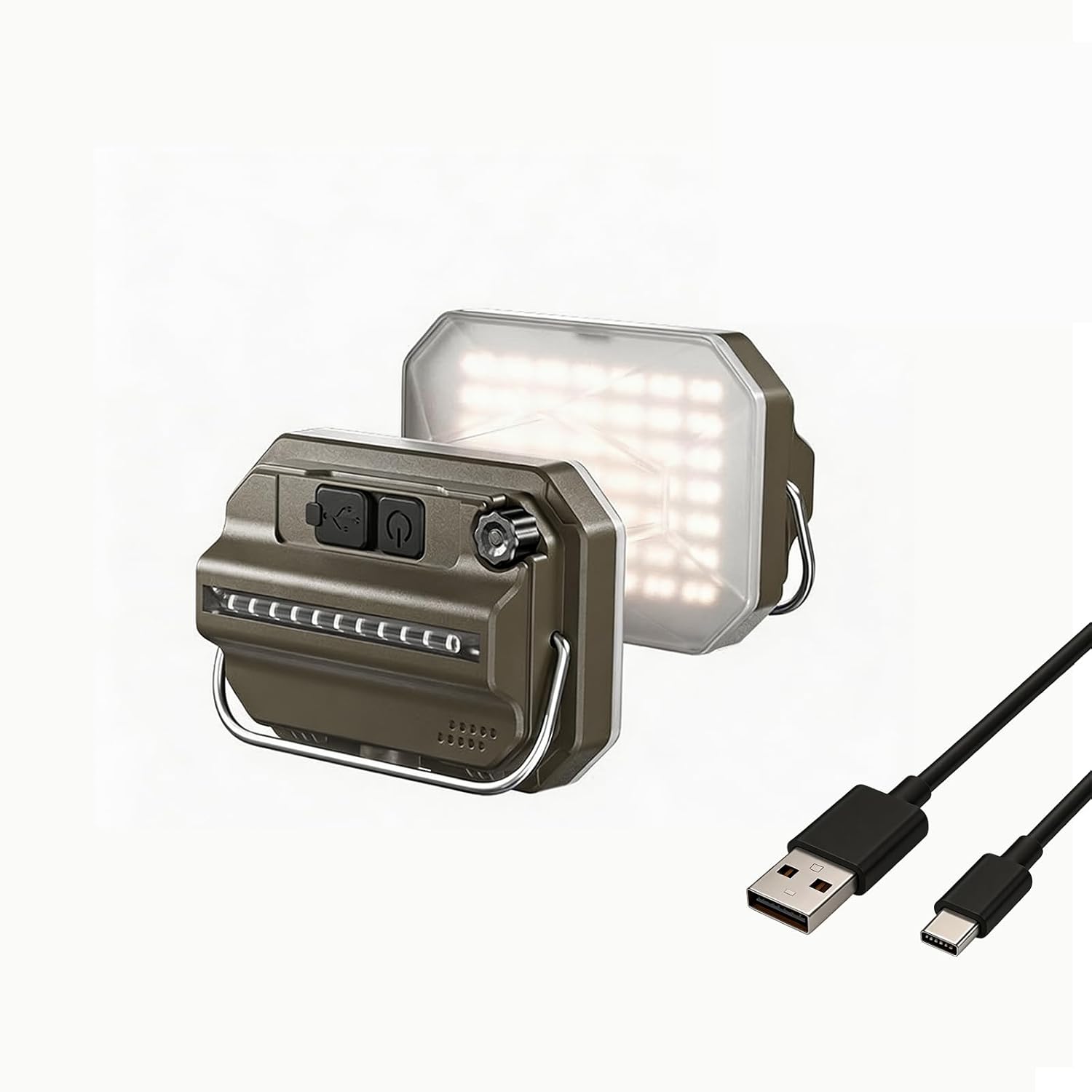 Camping Lantern 850LM 2-in-1 USB-C Work Light IP44 Red Flash Garage Lamp
