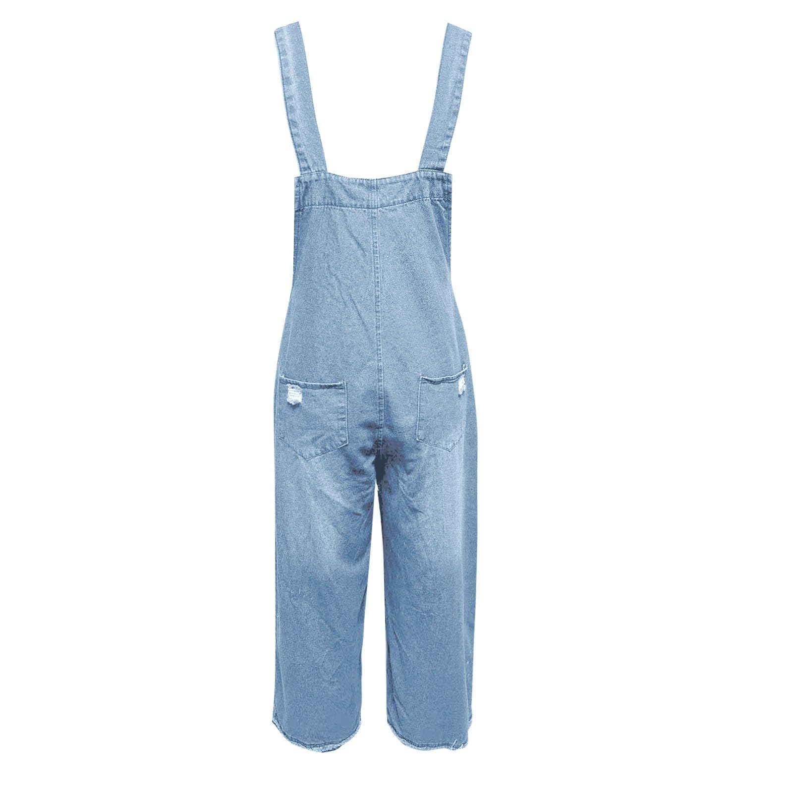 Salopette Donna Jeans Estiva Lunga Casual Tuta Jumpsuit Intera Curvy Elegante Denim Jumpsuits Leggera Baggy Pantaloni Da Lavoro Con Tasca Comoda Larga Salopettes Moda da Casa Salopett