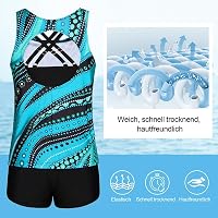 JASAMBAC Tankini Damen Badeanzug Bauchweg.3-Teiliger Bikini Damen Set,Push-Up-Bikinioberteil Und High Waist Badeshorts, Einfache Badebekleidung, Sport-Badeanzüge – Ansicht 4