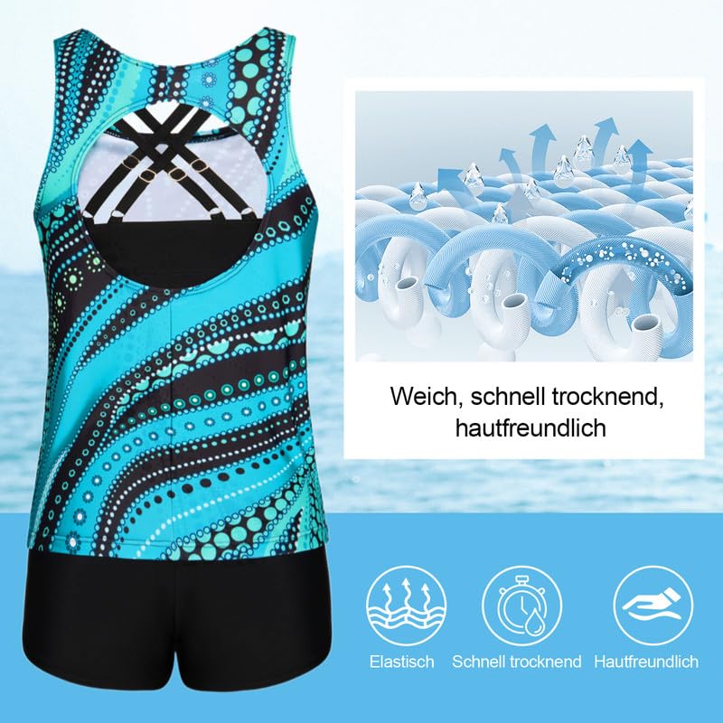 JASAMBAC Bikini Push Up damskie 3-częściowe tankini damskie szorty kąpielowe z wysokim stanem, prosty strój kąpielowy, damski sportowy kostium kąpielowy, moda kąpielowa na basen, plażę