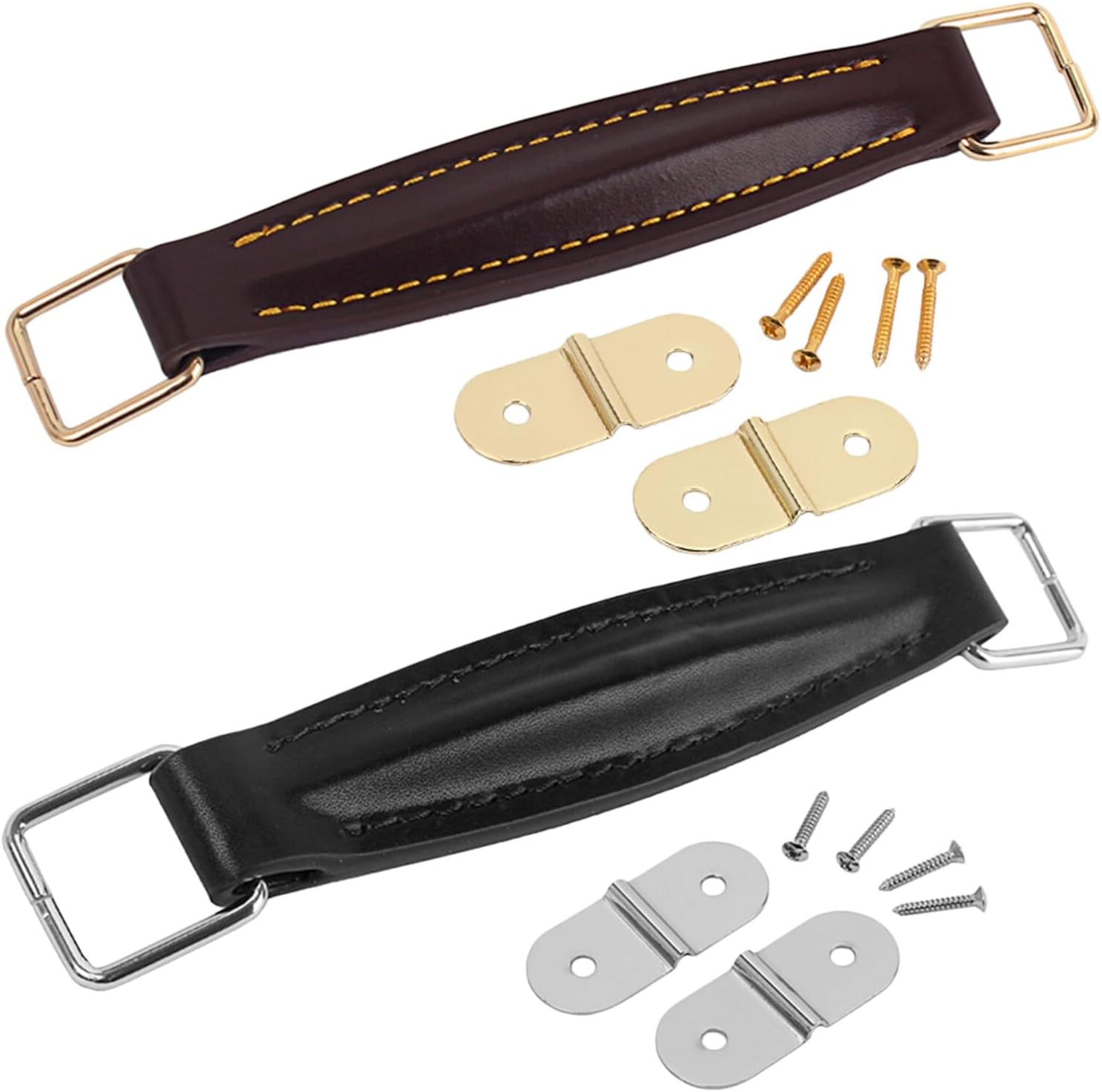 2 Sets Amplifier Speaker Handles with Pu Strap and Metal Buckles Replacement Amp Handle Belts for Guitar and Speaker Cabinets in Black and Coffee for Rehearsal Accessories