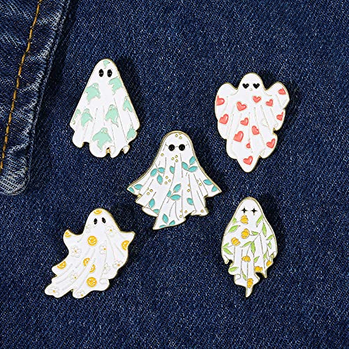 Image of Cute Ghost Horror Halloween Brooch Pin Enamel Love Heart Leaf Boo Ghost Pins Lapel Collar Jeans Hats Shirt Jackets Backpacks Badge Brooches Pins for Women Girls Dainty Jewelry Gifts