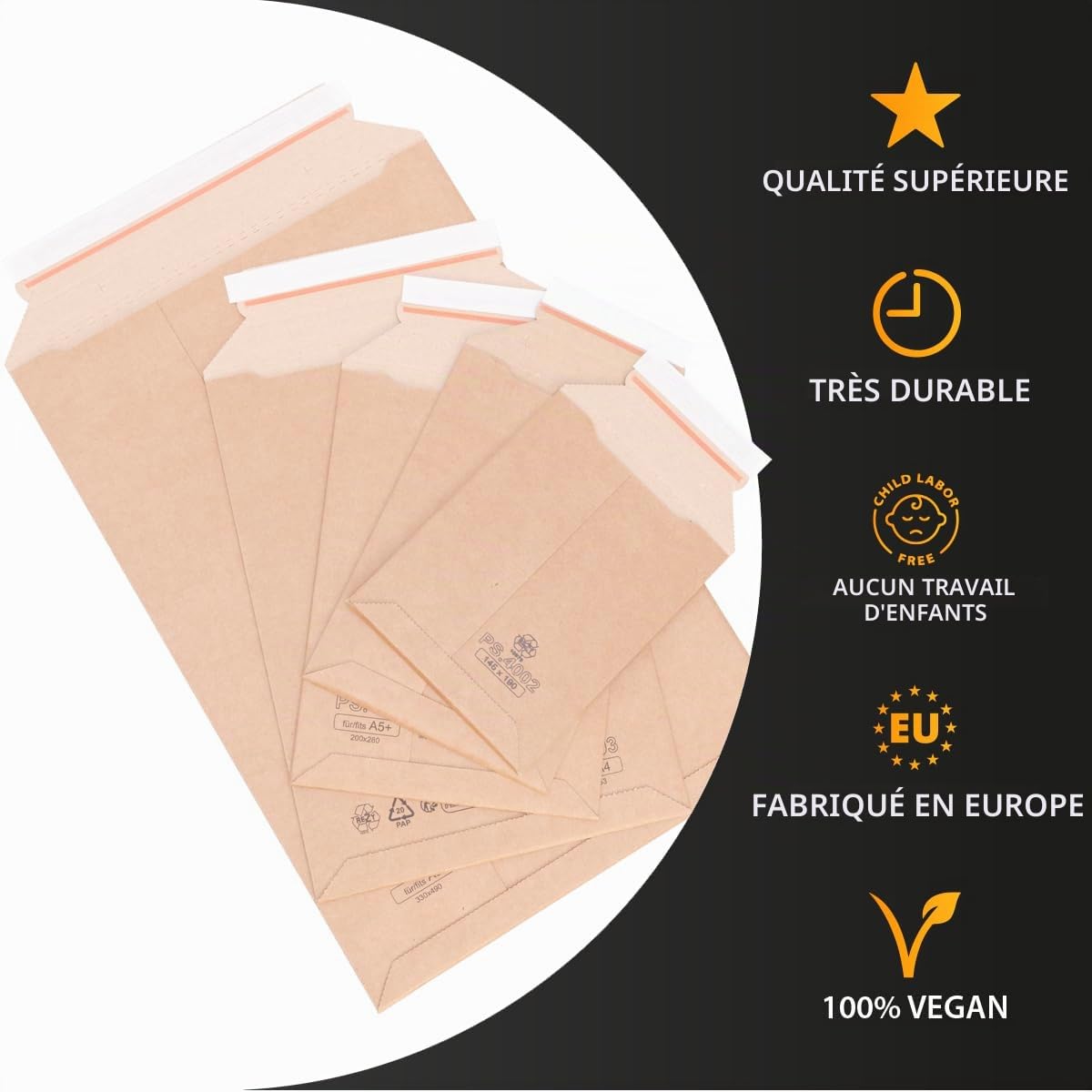 100 enveloppes carton ondulé, 17,5 x 25 cm (format A5)