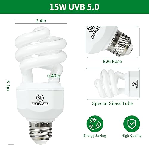 Miniatura 4 de Luz de reptil UVA UVB - 15W 5.0, terrario tropical y subtropical lámpara fluorescente compacta, bombilla de reptil UVB para serpientes, camaleones,