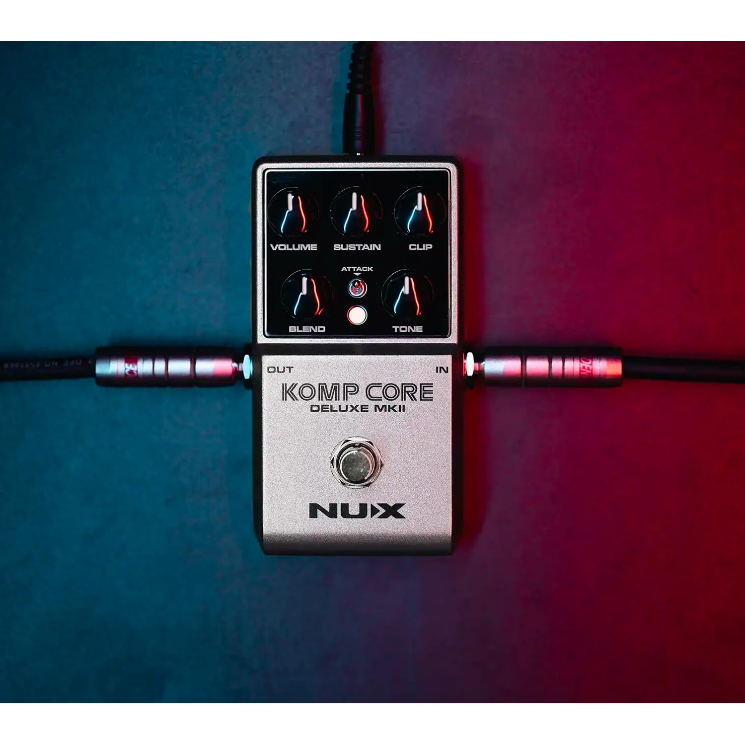 NUX | Komp Core Deluxe MKII Pédale de compression pour guitare analogique avec commandes Sustain, Clip & Blend – True Bypass, Attack Switch, Compact FX pour guitare électrique, Blues, Rock, Country