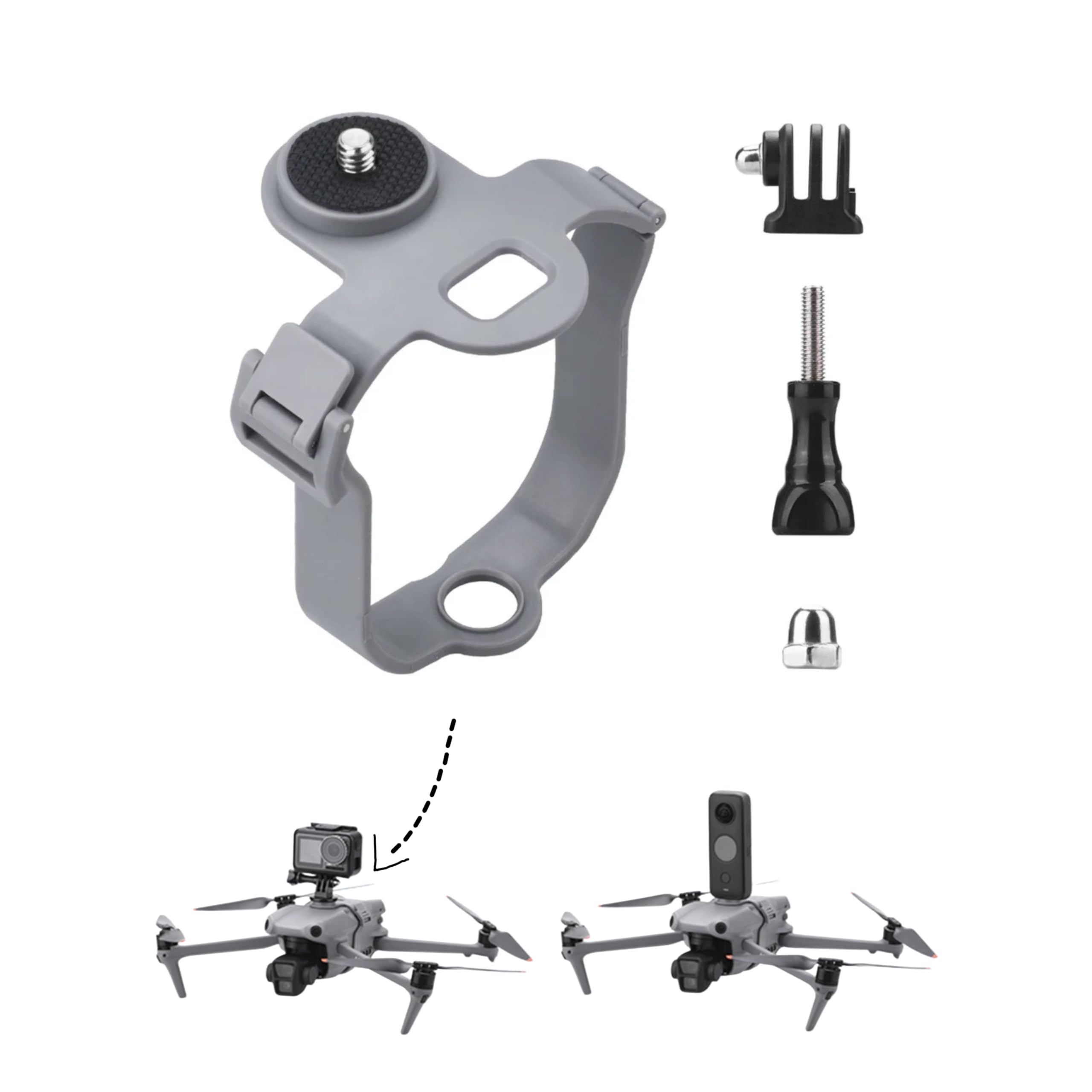 GetZget® Action Camera Holder Mount Compatible with DJI Air 3/ Air 3S/ Insta 360/ Go pro Action Camera Holding Bracket with 1/4th Adapter- Accessories-picture-31
