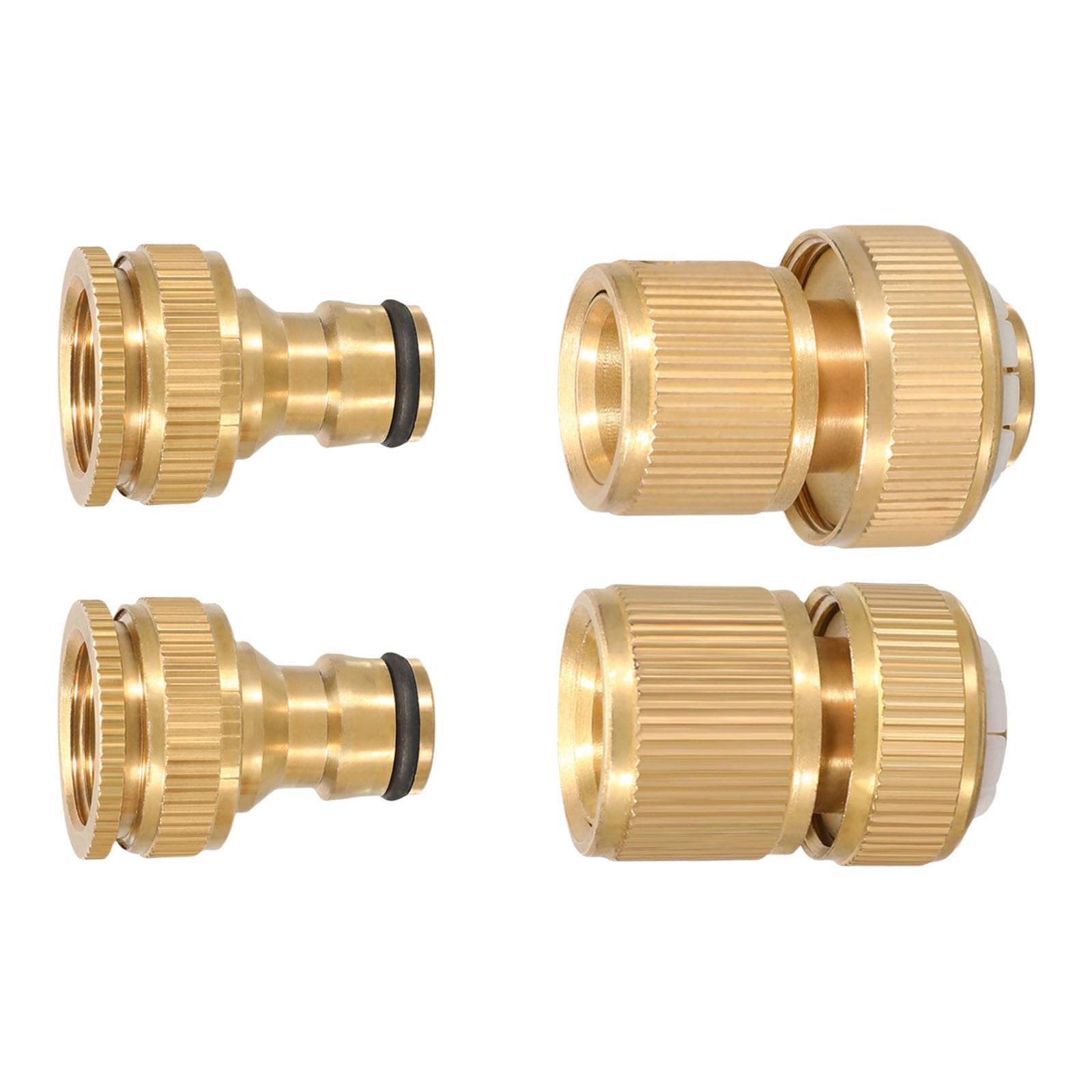 Tsophreniq Duty Reinforced Brass Hose Joints Adapter Water Pipe Connectors Fittings Easy Twist Suitable for Irrigation Tools Anti Leak Garden Hose Armatures Set