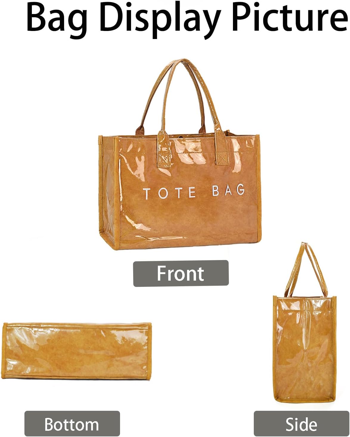 SongKedora PVC Tote Bag for Women Large Work Plastic Tote Purse Letter Print Shoulder Bag Hobo Handbag with Top Handle - Image 5