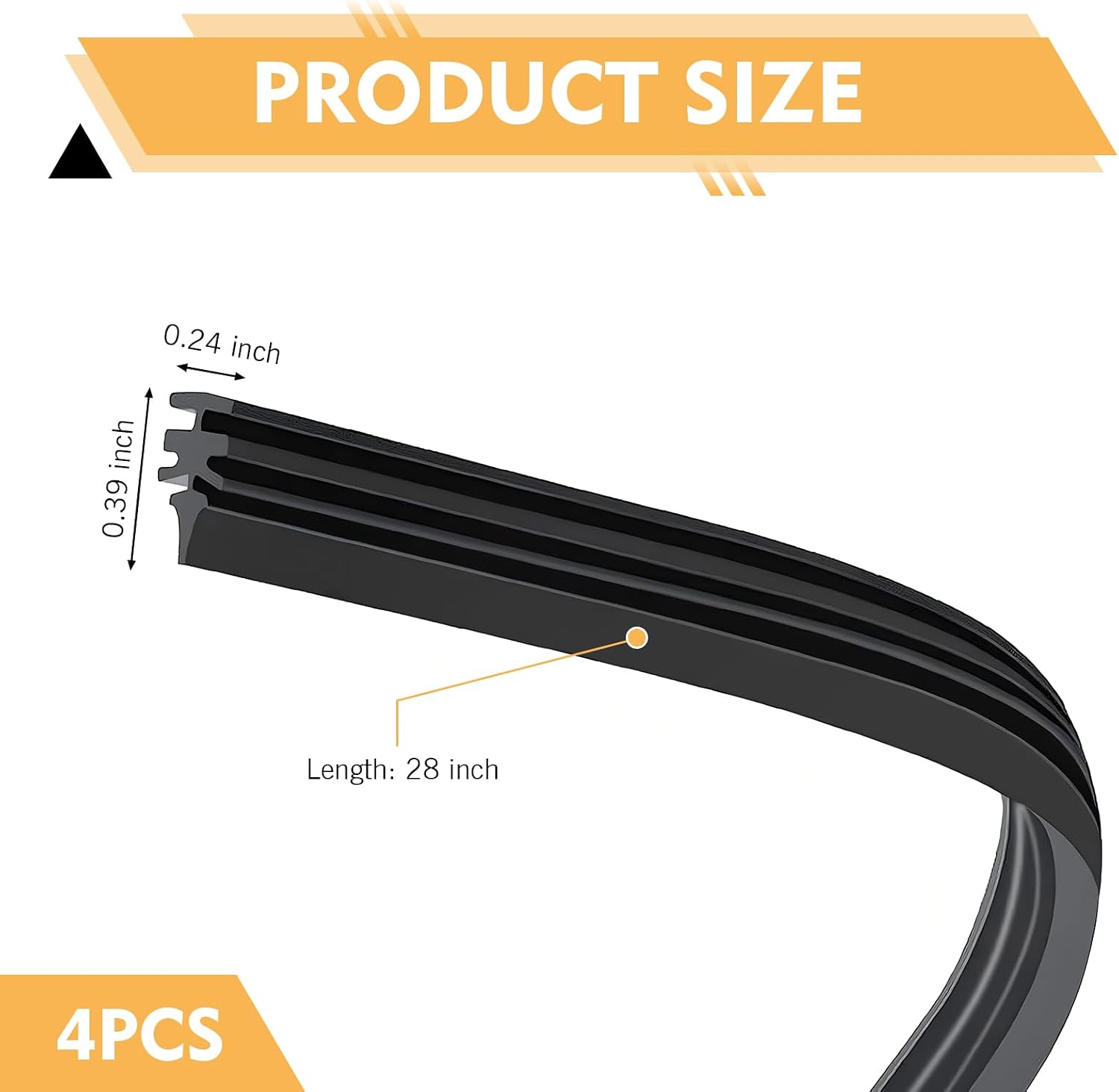 28 Inch 4 PCS Windshield Wiper Blade Refill, DIY Adjustable Rubber Boneless Wiper Blade Strips Replacement, Universal for Most Cars, Trucks, SUVs