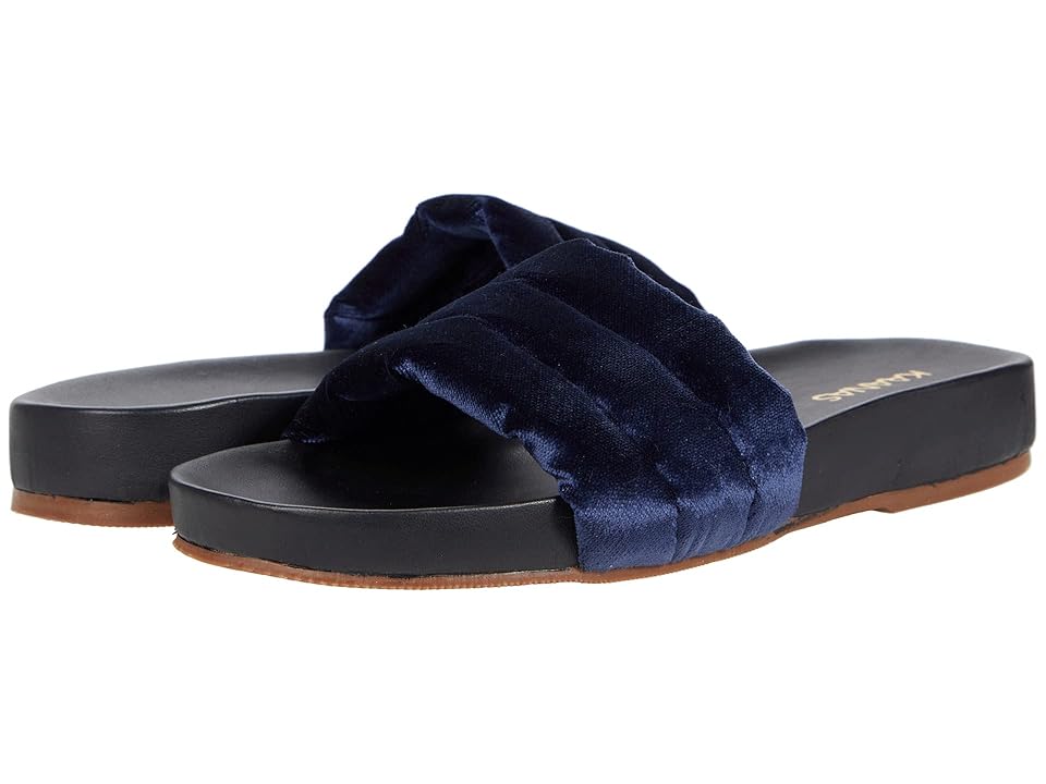 KAANAS Timor Chunky Suede Pool Slide (Navy) Women's Shoes INTERNATIONAL SHIPPING