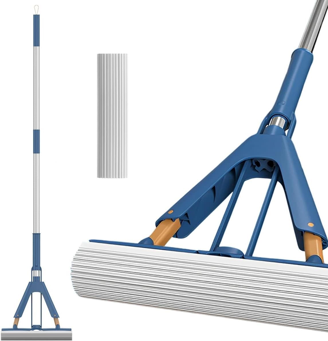 KRLZ Sponge Mop and Bucket Set With Self Squeege Wringing for Cleaning Laminate, Tile, Hardwood Floor