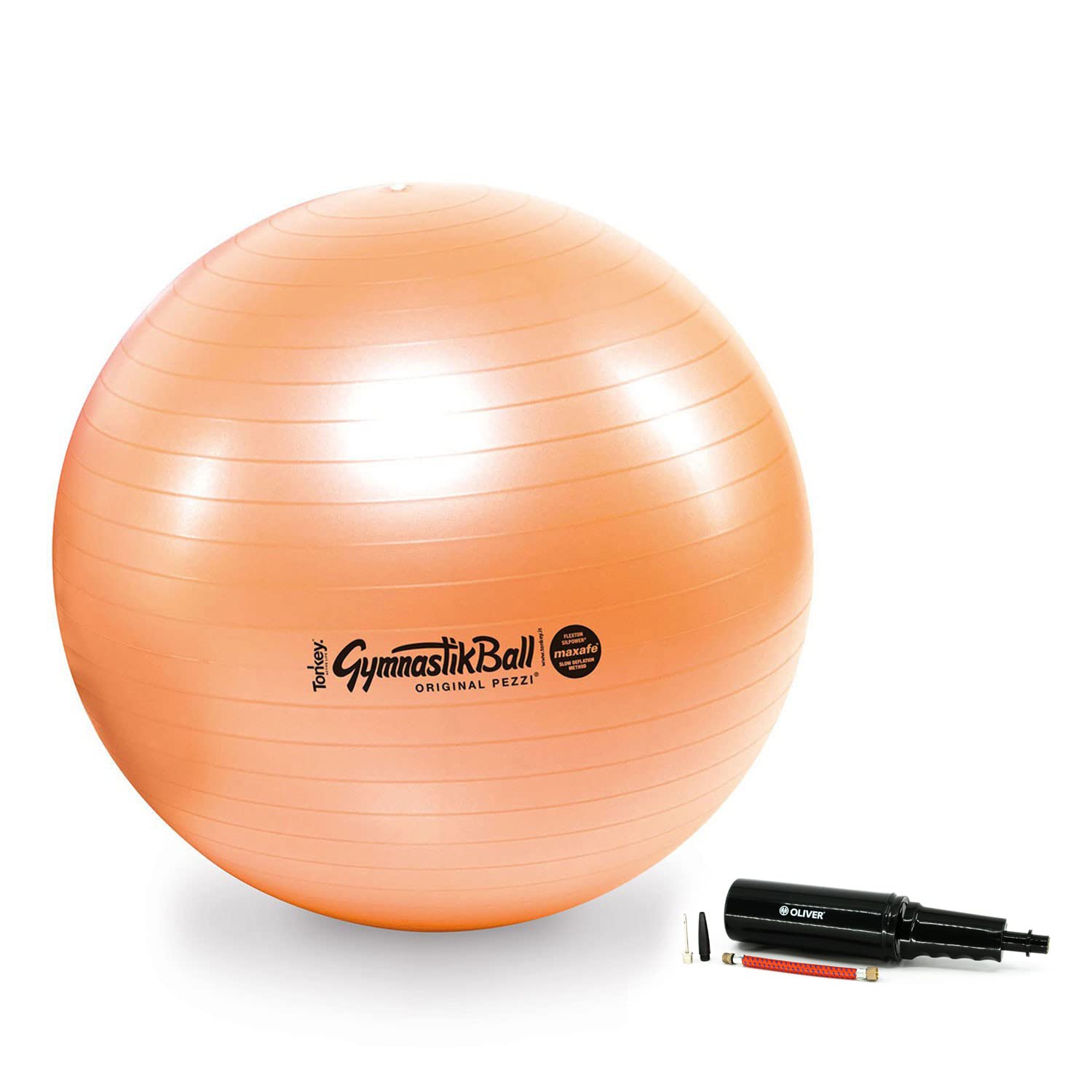 Pezzi Maxafe - Pelota de gimnasia (diámetro de 42 cm hasta 75 cm, incluye bomba de bolas Oliver de hasta 400 kg, para entrenamiento y rehabilitación