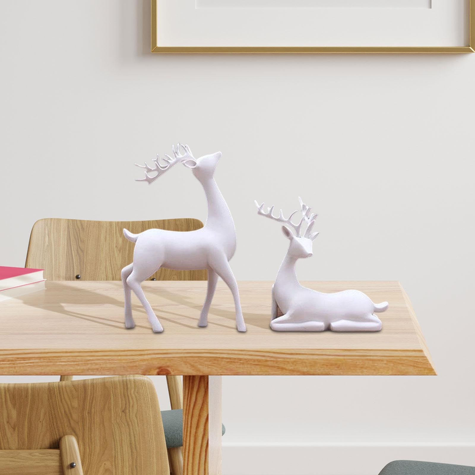 Encantadora Estatua de Ciervo, Escultura de, Adorno Animal, Impresionante Ciervo para Parejas, Ideal para Cualquier decoración, etc. Colección Figuras Renos para Parejas.