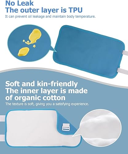 Miniatura 3 de Paquete de aceite de ricino para mujer, 4 piezas reutilizables de algodón orgánico para cuello, cintura, rodilla, kit de compresa de tela de franela