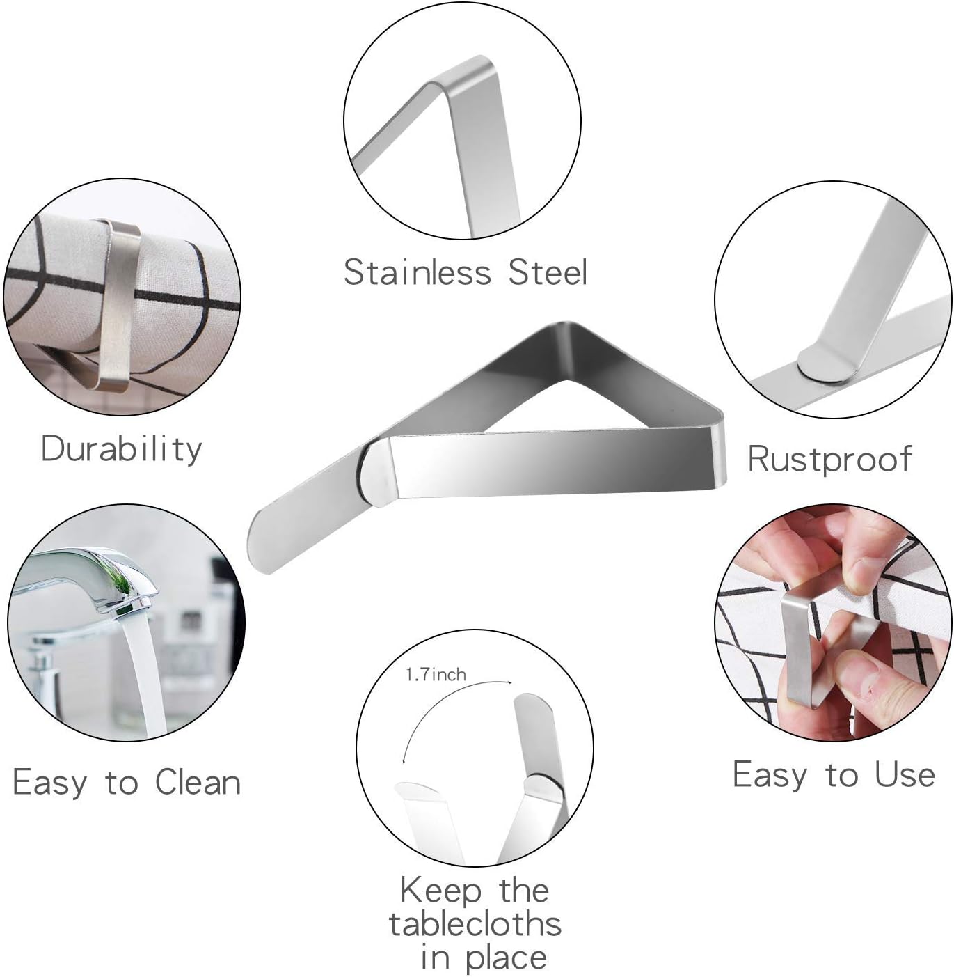 Promo 40% OFF MWH Tablecloth Clips,Picnic Table Clips,Flexible Stainless Steel Cloth Cover Clamps Holders, Ideal for Picnics Marquees Weddings Graduation Party Tablecloth Tables - 24 Packs (b, l)