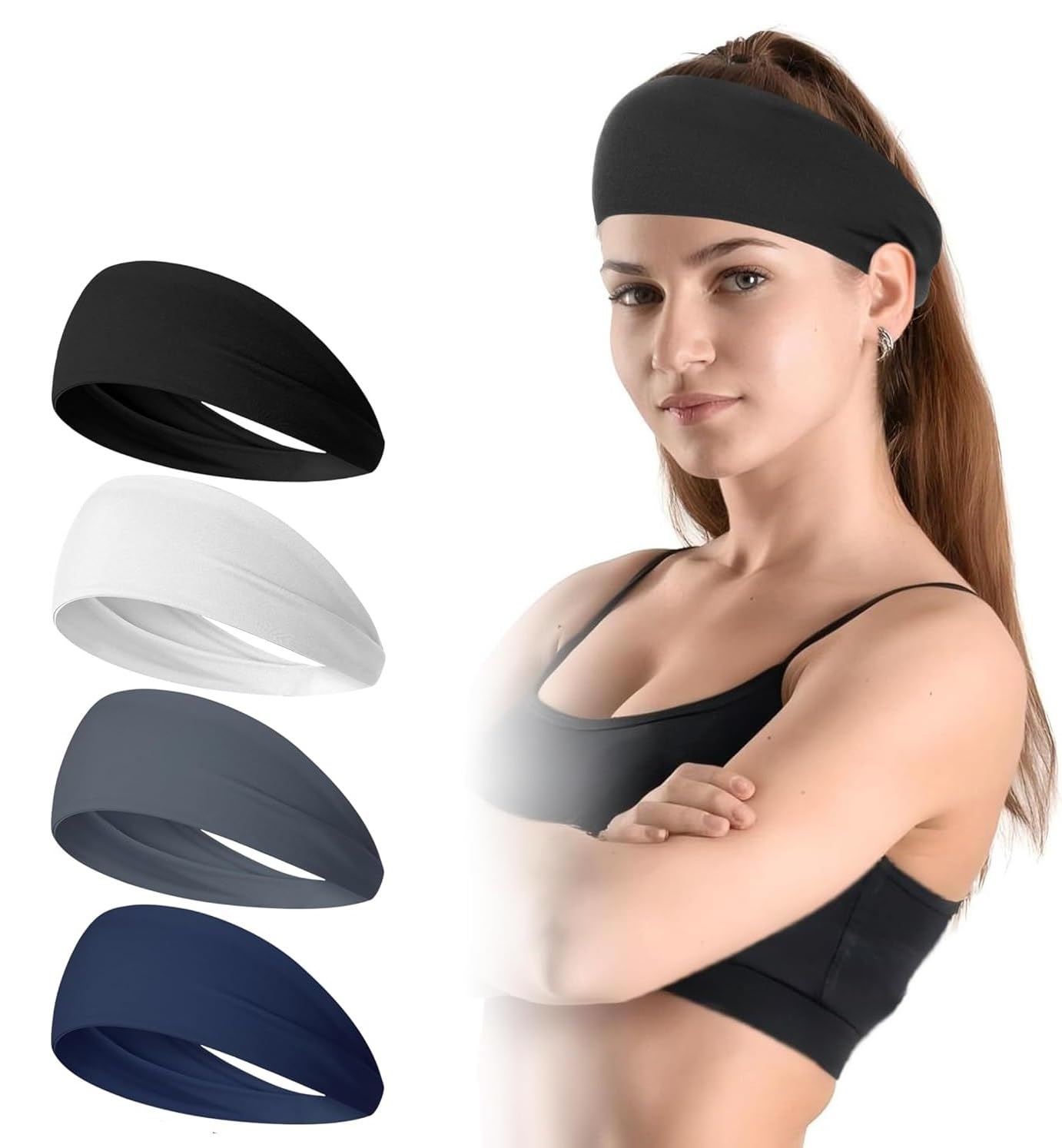 PAROPKAR Elastic Headband Sweatband & Sports Headband for Running Cycling Gym Yoga Basketball - Stretchy Moisture Wicking Unisex Hairband-picture-27
