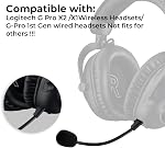Replacement Game Mic fits for Logitech G PRO X2, G PRO X Wireless and G Pro Wired Gaming Headsets, Detachable Noise Cancelling Crystal-Clear Game Microphone