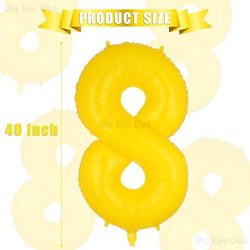 Vista 41 de Globos grandes de aluminio amarillo número 5 de 40 pulgadas, helio, globo grande de Mylar para decoración de fiesta de cumpleaños de miel, abeja