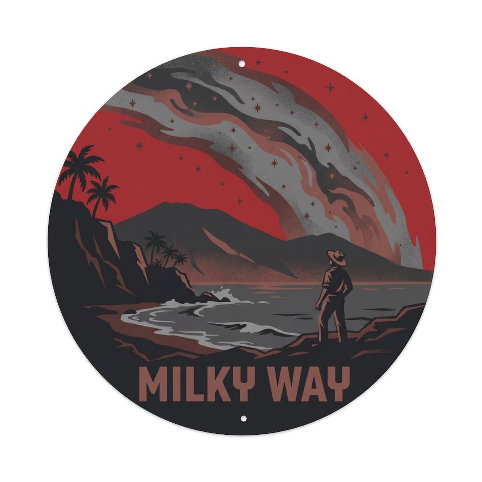 Hawaii Starry Galaxy Core Volcanic Island Sky Metal Tin Sign