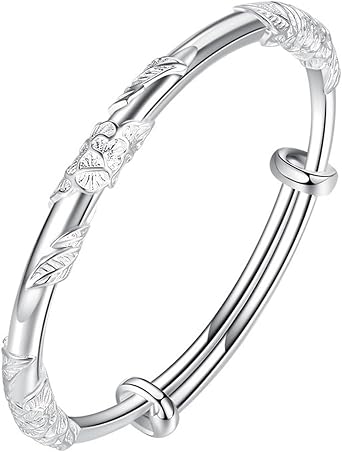 Women Silver Bracelet, Dream Catcher Bracelet Adjustable 925 Sterling Silver Bracelet Jewelry Gifts for Ladies Mother Girls