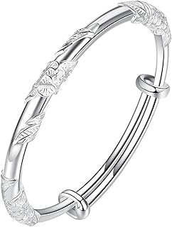 Silber Armband für Damen, Einstellbare 925 Sterling Silber Armreif Schmuck Geschenke für Frauen Mutter Mädchen