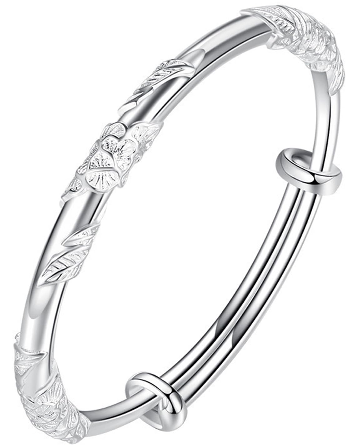 CCAIPU Brazalete de Plata Para Mujer, Ajustable 925 Sterling Silver Pulsera Joyería Regalos para Señoras Madre Niñas
