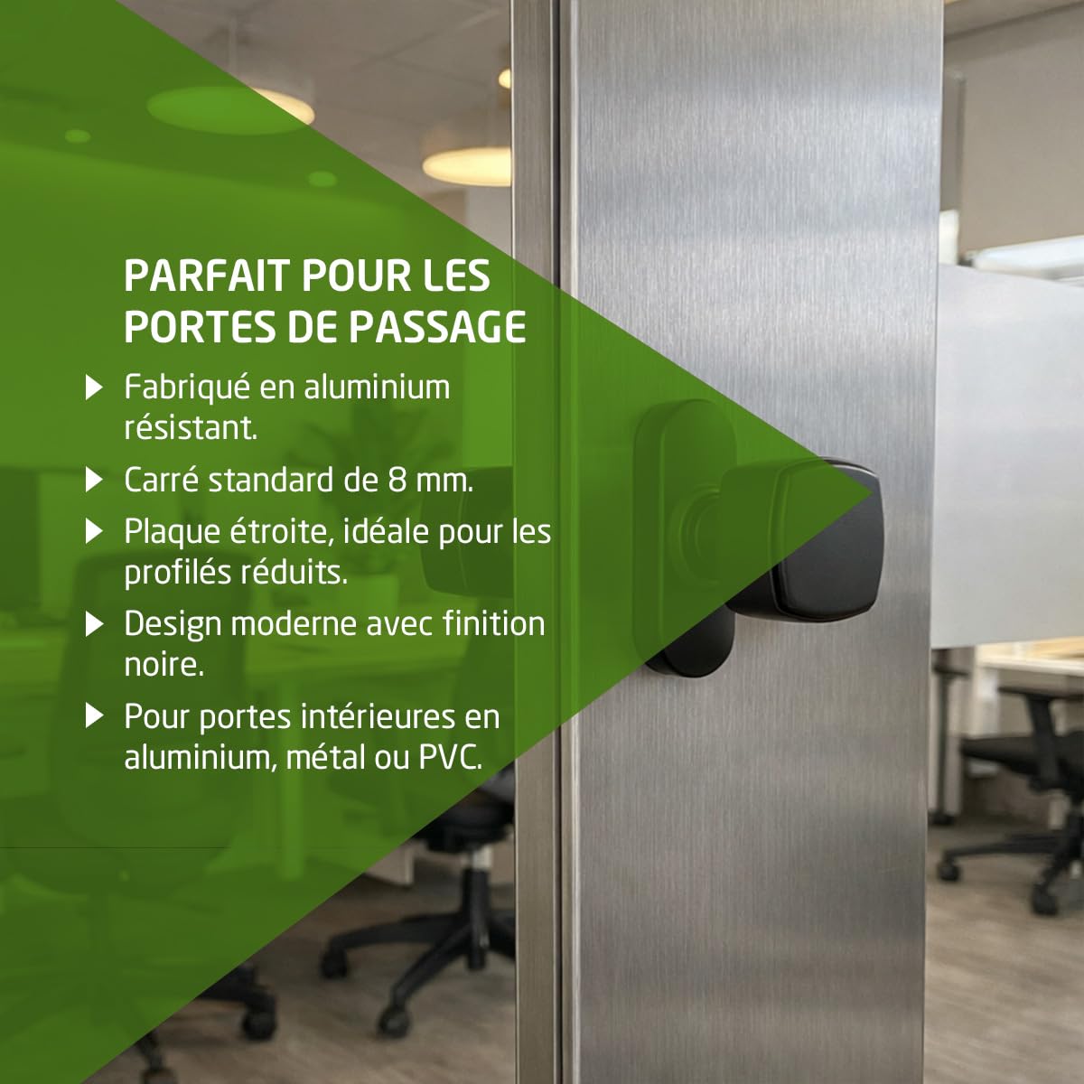 Amig - Bouton de Porte Carré en Aluminium - Robuste et Élégant pour Intérieur - Installation Facile - Idéal pour Maison et Bureau, Noir - 81x31 mm - Aluminium