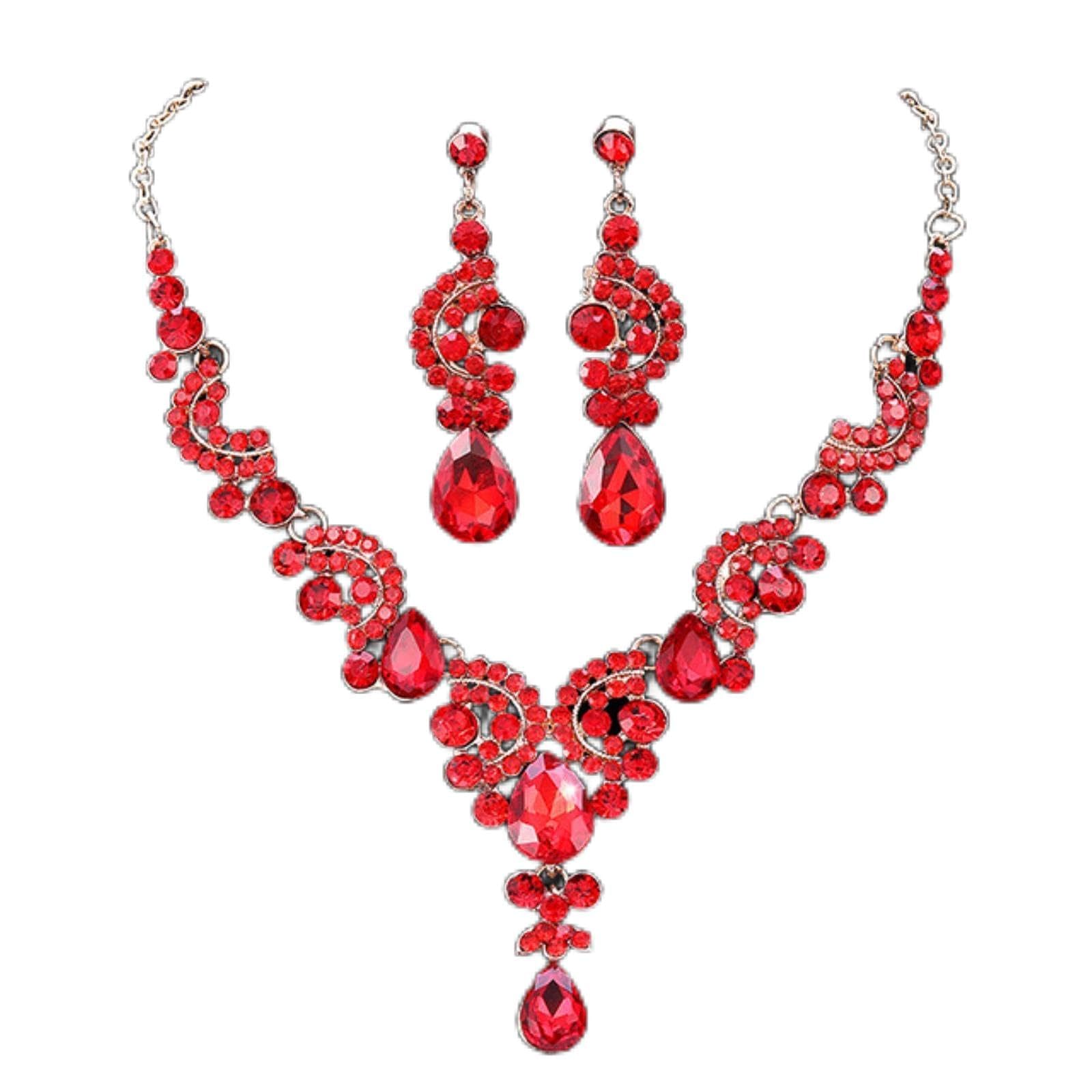 Collier chaîne de mariée et boucles d'oreilles mariage cristal - 7
