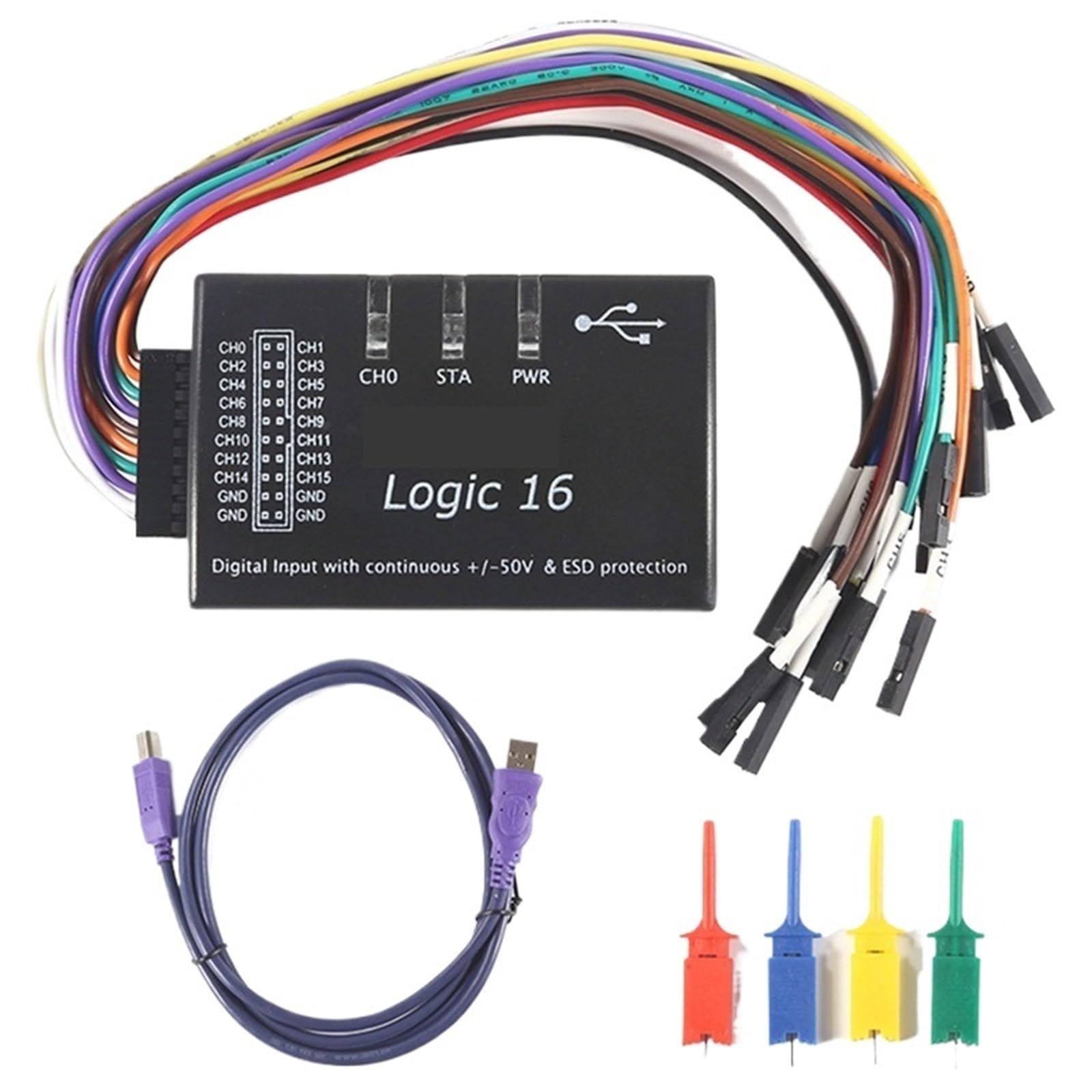 Analyseur logique USB multi-systèmes, version officielle, fréquence d'échantillonnage 100 Mbit/s, 16 canaux, instruments