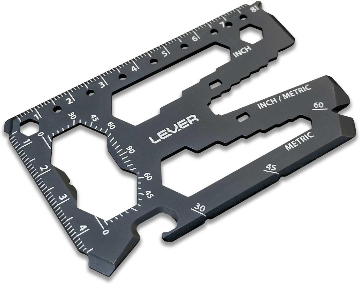 Toolcard Pro - 40 in 1 Credit Card Multitool. Sleek Minimalist Stainless Steel Wallet Card - Black