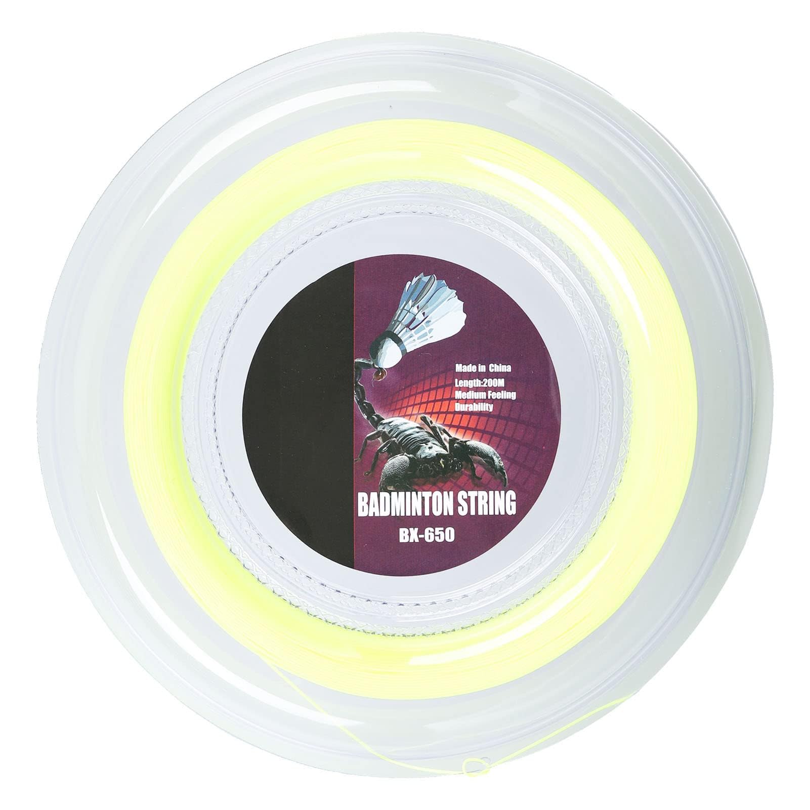 equlup Badminton Racket String, 0.72mm/0.028in String Diameter 200m/656.2ft String Length Racquet Replacement Lines Thread Wire High Elastic (Fluorescent Yellow)