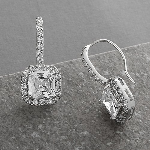Mariell Radiant-Cut Cubic Zirconia Bridal Earrings, Dangle Earrings for Brides, Wedding Earrings with CZ Crystals, Drop Earrings for Brides, Bridesmaids, Mother of the Bride3