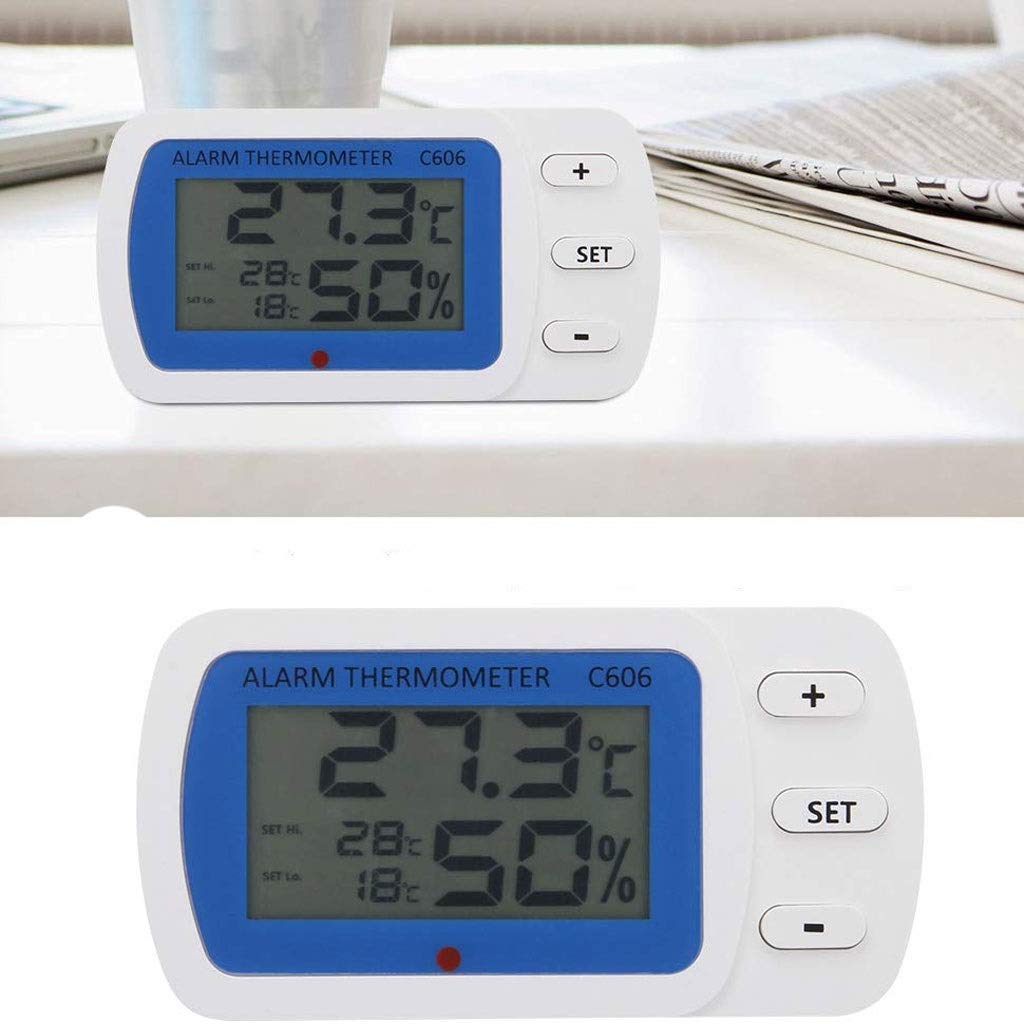 Fácil de Leer: Alarma de termómetro de congelador de refrigerador, configuración de alarmas de Temperatura Alta y Baja 7,6 * 6,8 cm