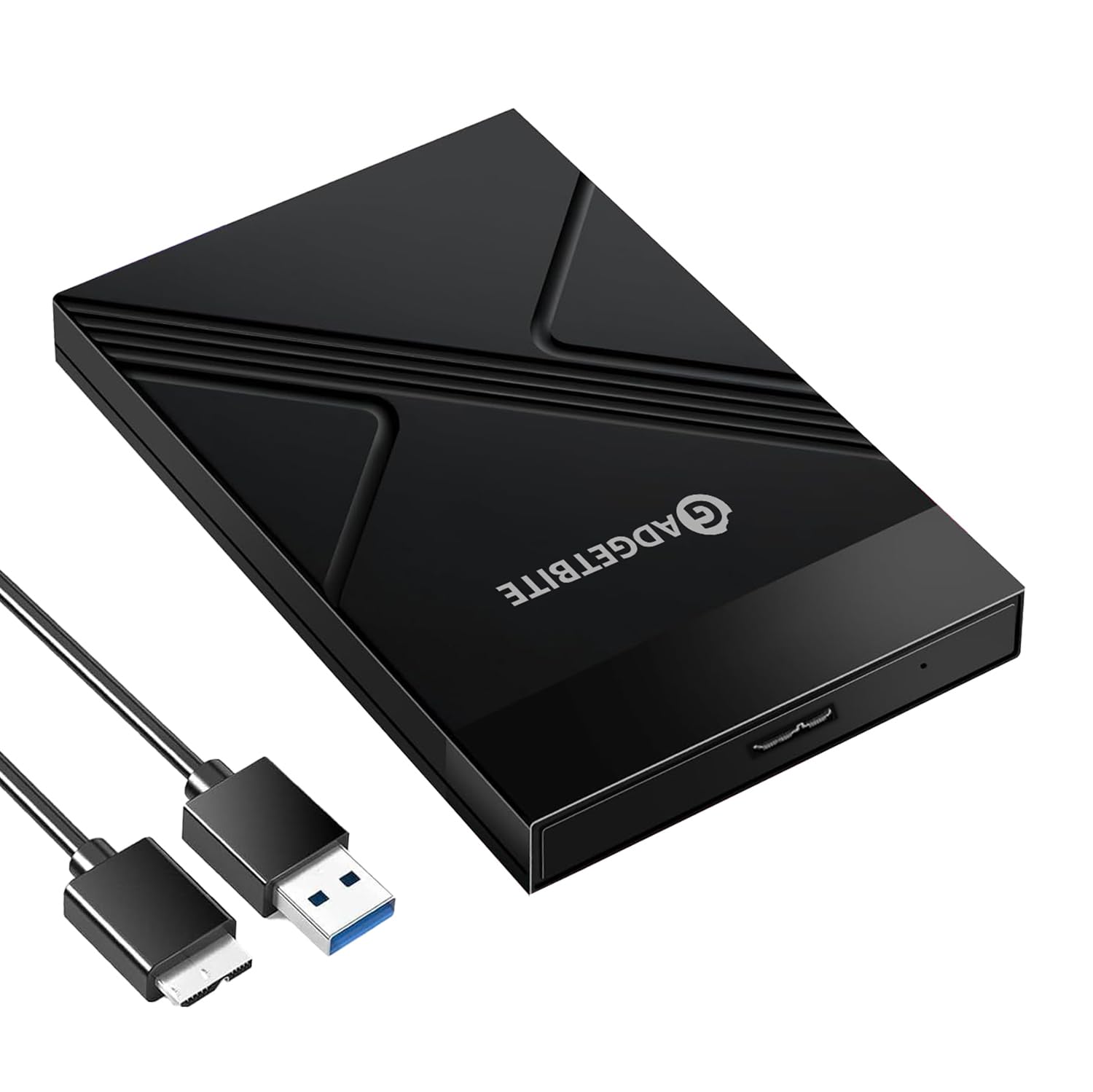 Gadgetbite Boîtier pour disque dur externe sans outils avec vitesse de transfert rapide jusqu'à 5 Gbit/s et capacité de stockage jusqu'à 4 To avec SSD/HDD 2,5 SATA (noir, USB vers Sata)