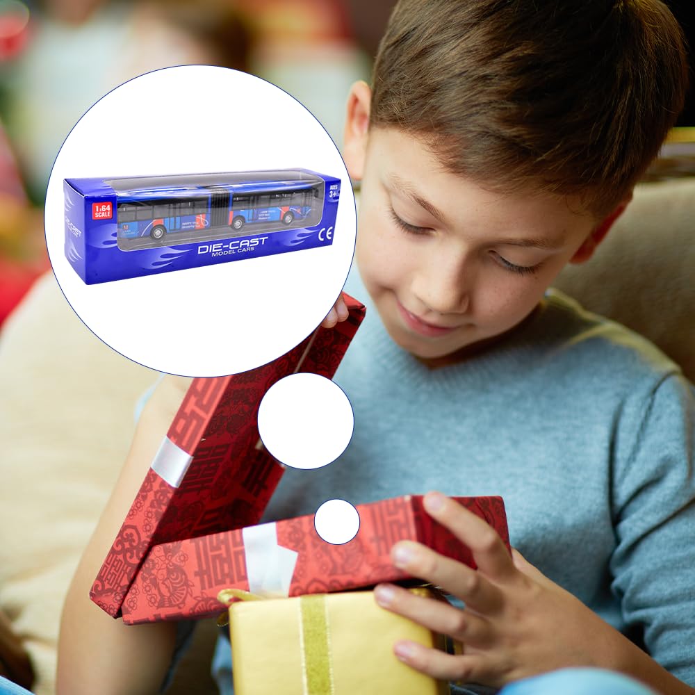 Autobús De Juguete De Tiro Hacia Atrás – Coche De Fricción De 18.5 Cm En Azul, Sin Pilas, Para Niños, Fomenta La Coordinación Y La Imaginación, Regalo De Cumpleaños