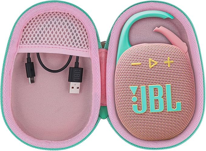 co2CREA Hard Carrying Case Replacement for JBL Clip 5 Waterproof Portable Mini Speaker (Pink Case)