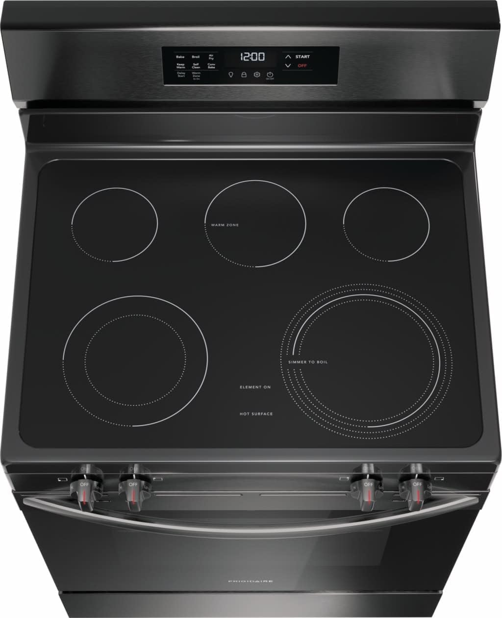 Frigidaire FCRE3083AS 30 in. 5.3 cu. ft. 5 Burner Element Freestanding Self-Cleaning Electric Range in Stainless Steel with Air Fry