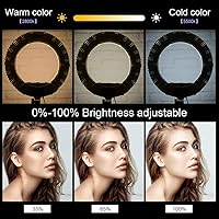Vista 5 de Kit de luces de anillo [versión mejorada-0.7 in ultra delgado]-18 pulgadas, 3200-5600 K, anillo de luz LED regulable con soporte de luz, clip
