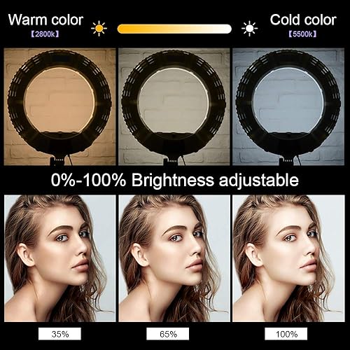 Miniatura 6 de Kit de luces de anillo versión mejorada-0.7 in ultra delgado-18 pulgadas, 3200-5600 K, anillo de luz LED regulable con soporte de luz, clip para