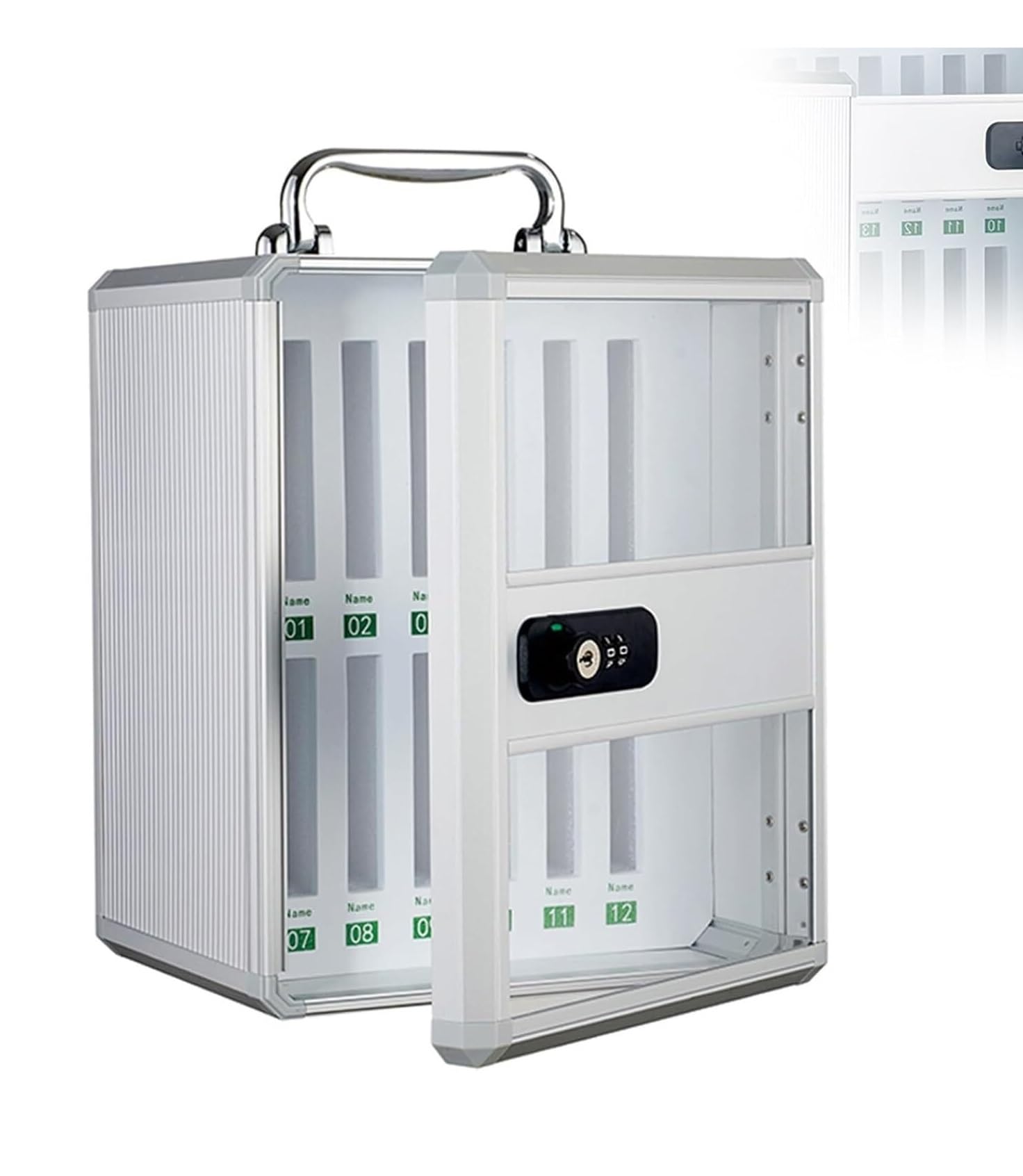 Armadietto per cellulare in lega di alluminio con serratura a combinazione, 12/24/36/48/60 slot, montaggio a parete Sto per aule e fabbriche (37 x 20 x 60,5 cm/15 x 8 x 24 pollici)