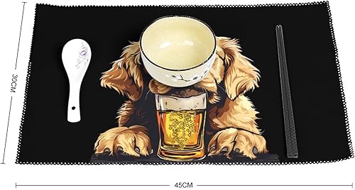 Miniatura 2 de Retriever Dog Beer Placemats Set of 6 Resistant Table Mats Washable Place Mats for Dinner Party Table Decoration